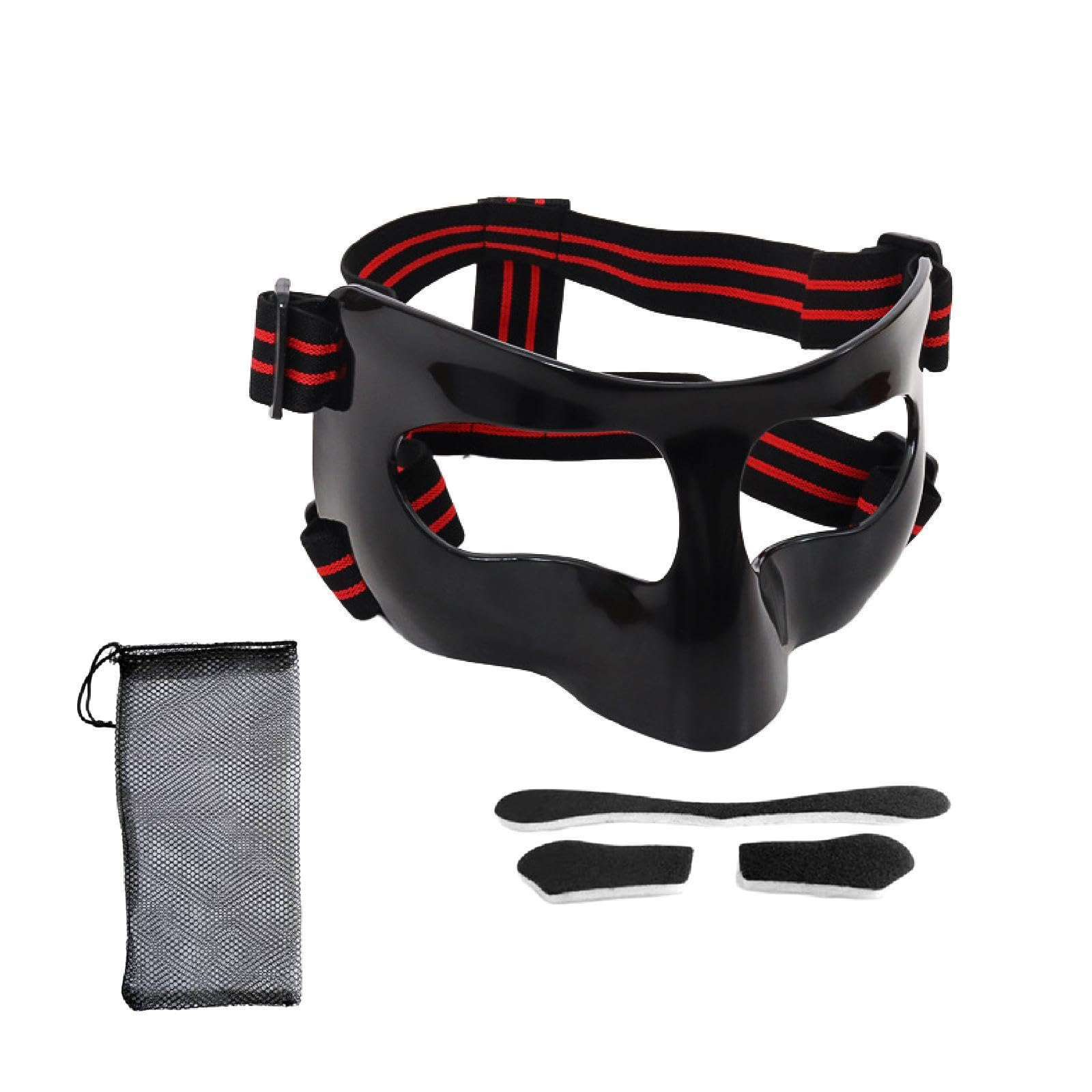 UJEAVETTE Nose Guard for Broken Nose, Basketball Face Mask for Basketball Soccer Teens Black Red-picture-20