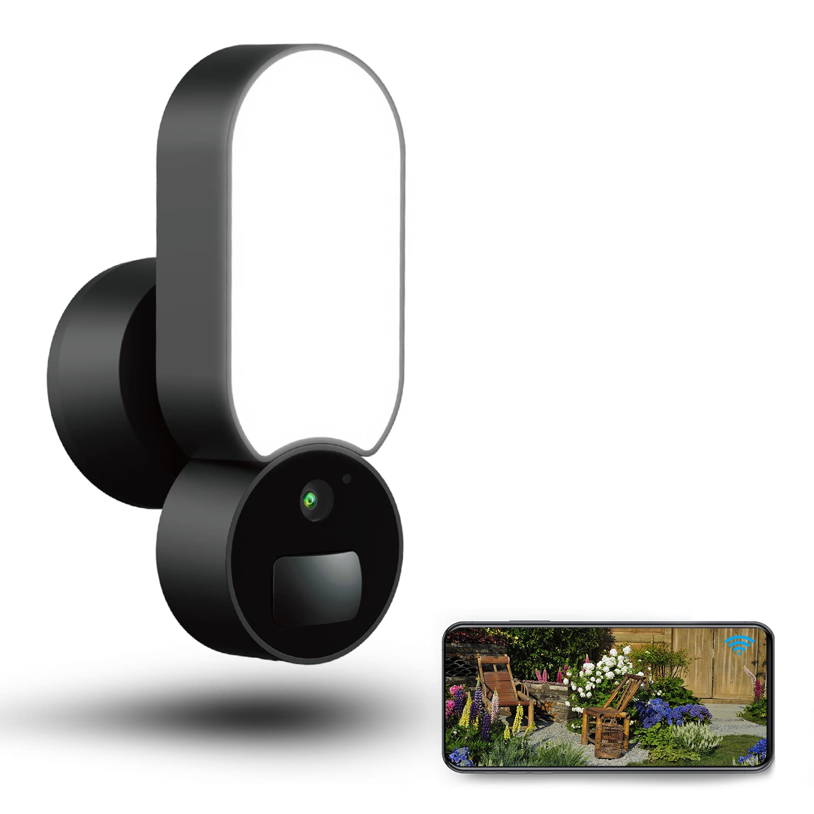 LIZVIEFloodlight Camera Outdoor, 1080P HD WiFi Security Indoor Cameras with Night Vision AI Motion Detection Alarm 1200LM IP65 Courtyard Waterproof Spotlight Backyard Flood Light Cam (Cylindrical)