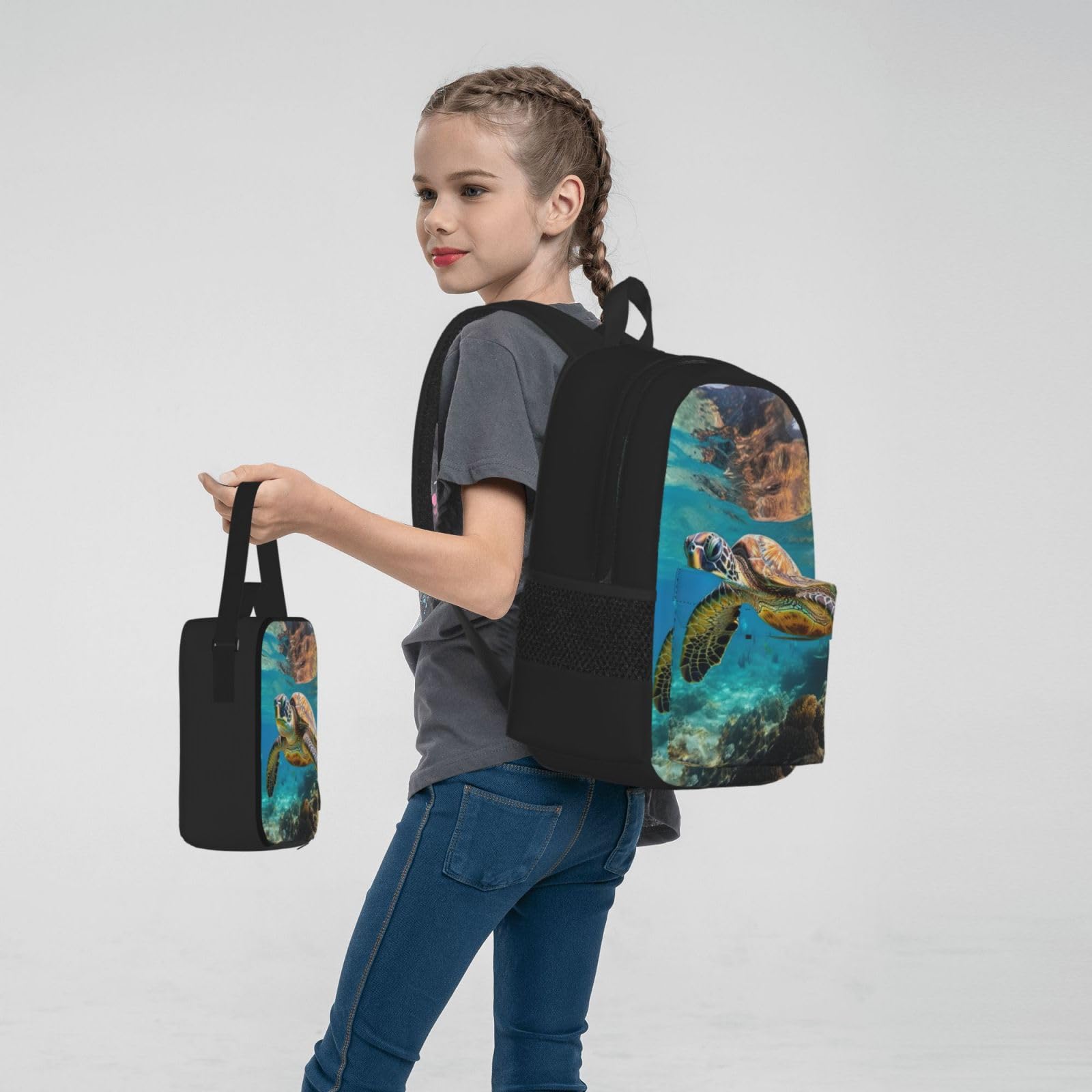 Zaino, borsa portapranzo, astuccio, set da 3 pezzi, per lavoro e