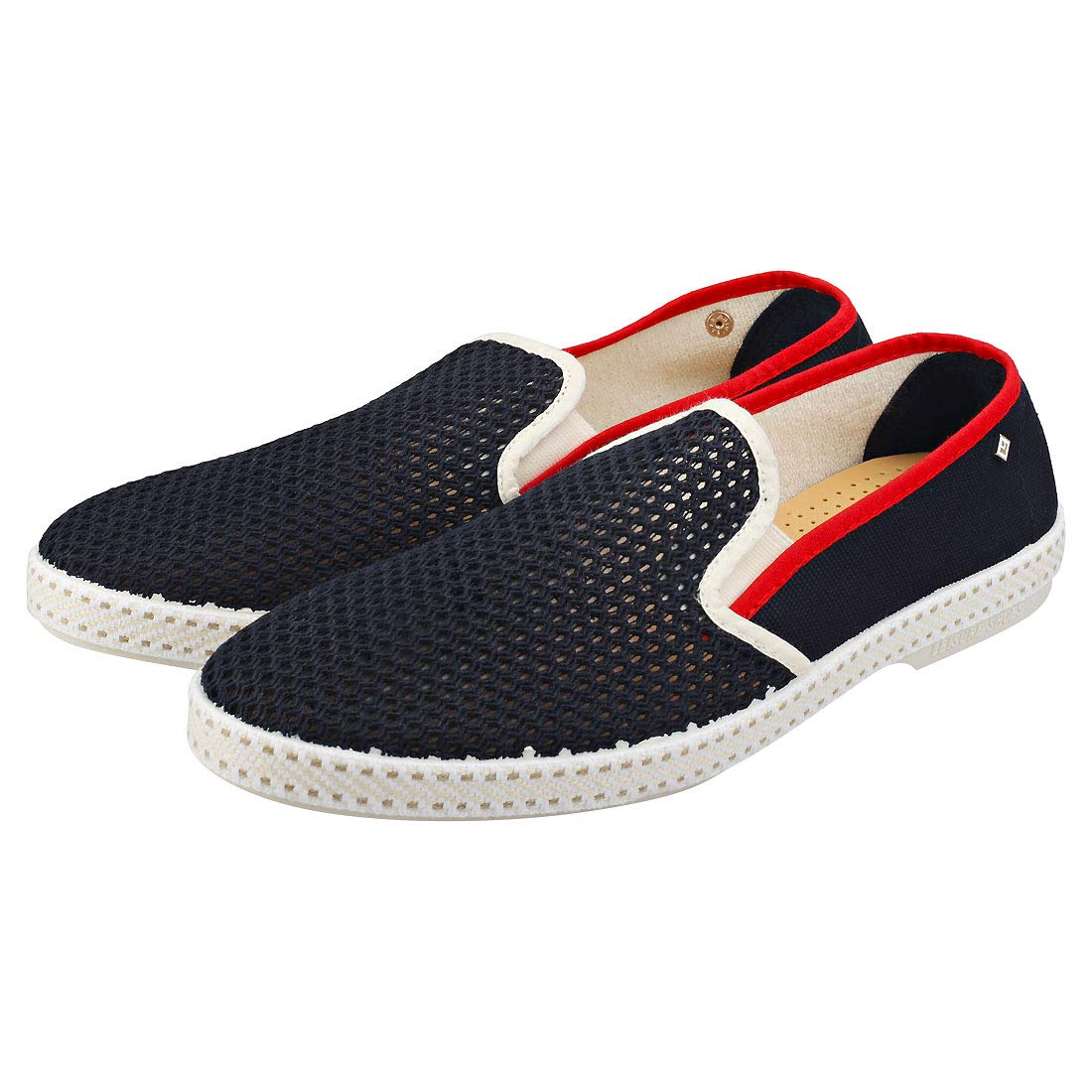 Rivieras Classic Match Mens Espadrillas Scarpe in Navy Rosso Bianco
