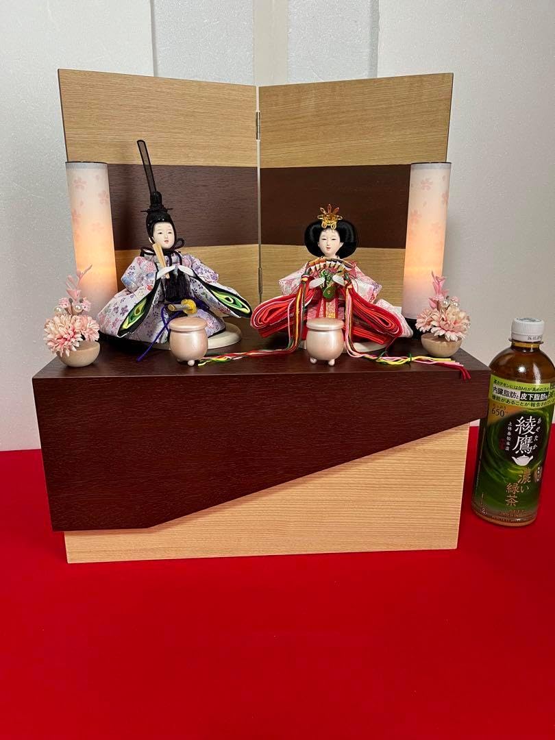 収納型親王飾り　桜柄衣装のおひなさまD 収納型親王飾り 桜柄衣装のおひなさまD 親王 飾り