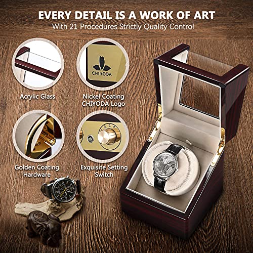 Chiyoda Watch Winder For Single Automatic Watches Solid Wooden Box With Mabuchi Motors, Battery Powered Or Ac Adapter #TOP6