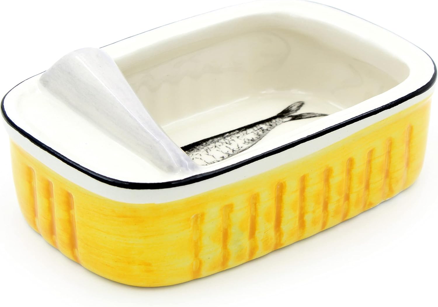 Alcoa Arte Hand-painted Traditional Portuguese Ceramic Sardines Can (Yellow)