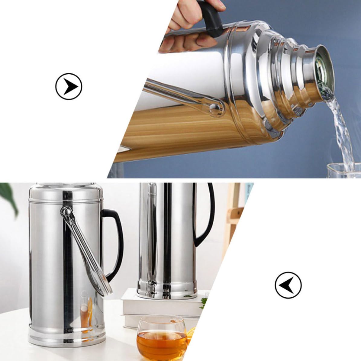 Borraccia Termica in Acciaio Inossidabile da 3,2l Isolamento Sottovuoto, Design Semplice e Capacità Grande per Mantenere Temperatura Bevande Fredde e Calde