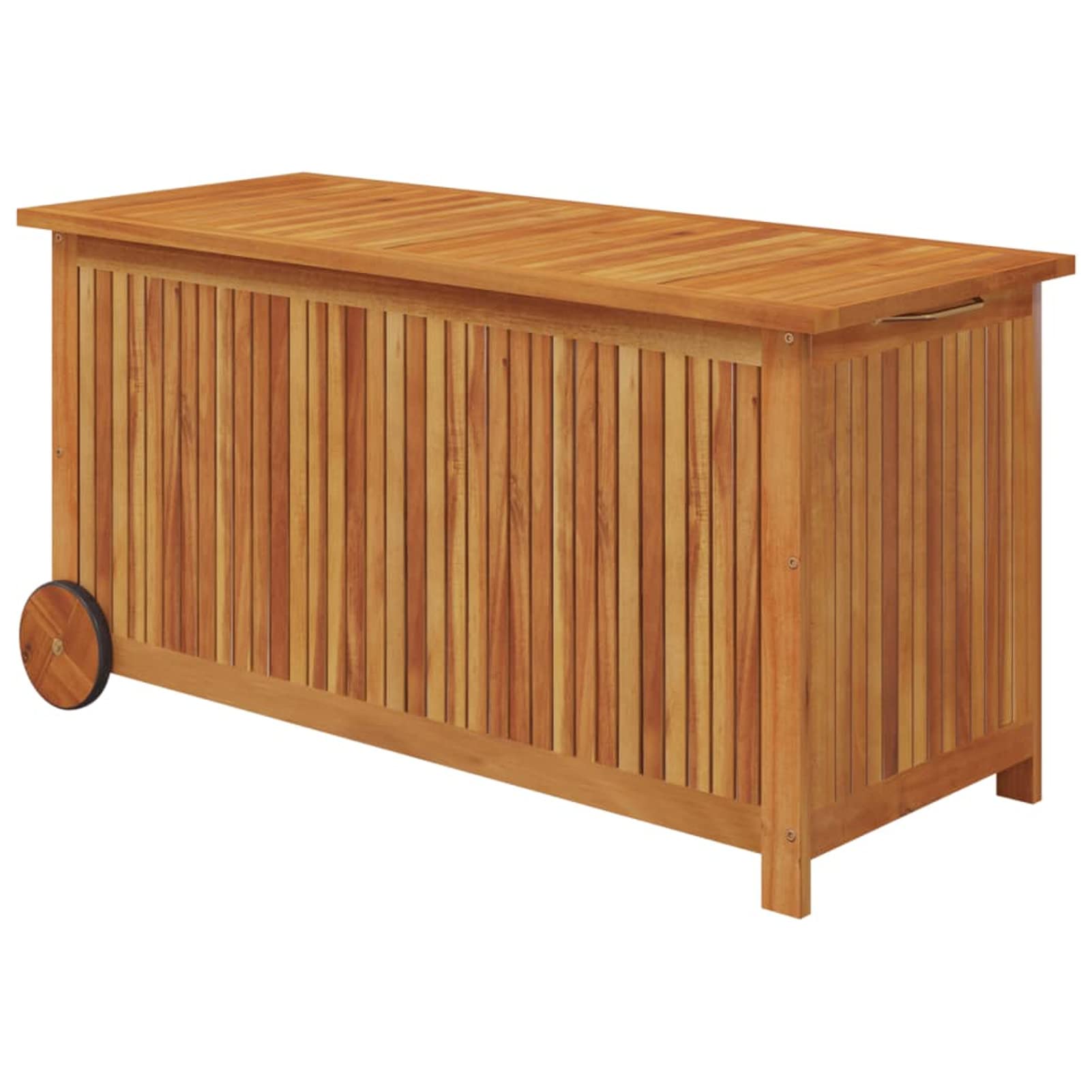 IKAYAA Gartenbox Holz Wetterfest Auflagenbox Holz Gartentruhe mit Rollen Kissenbox Aufbewahrungsbox Terrasenbox Massivholz Akazie-113 x 50 x 58 cm