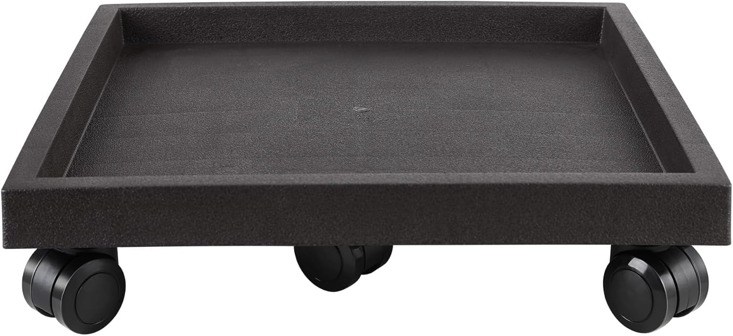 Quadratischer Rollpflanzen-Caddy mit Rollen, robuster Übertopf mit Rädern, für Topfpflanzen, Untersetzer, Rolluntersetzer, Untersetzer mit Rollen, Blumentopf-Halterung für drinnen und draußen