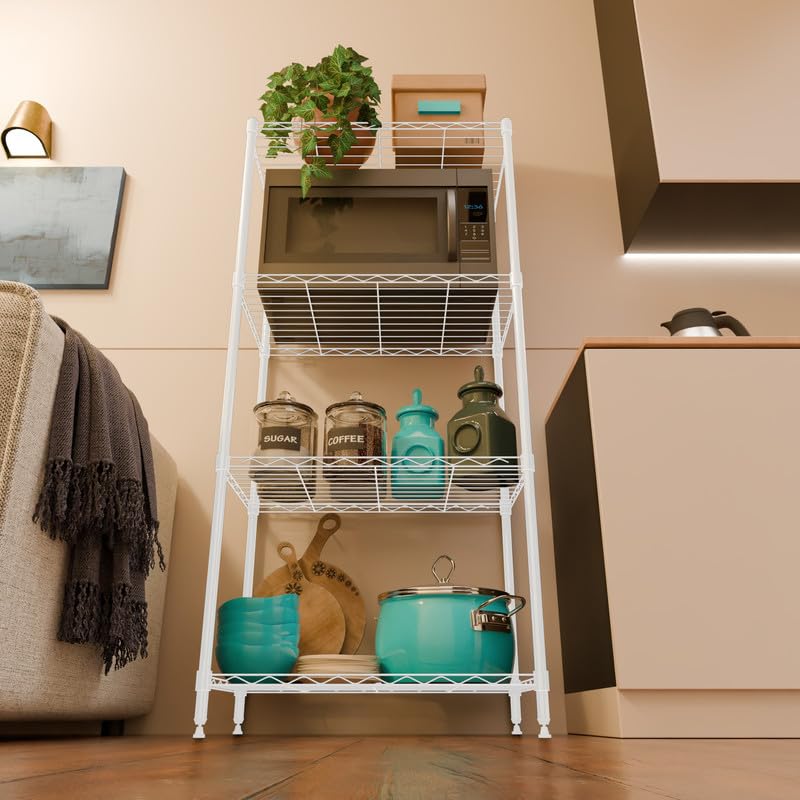 Image of 4-Shelves Heavy Duty Steel Storage Rack | Multipurpose Shelving Unit for Kitchen, Home & Utility