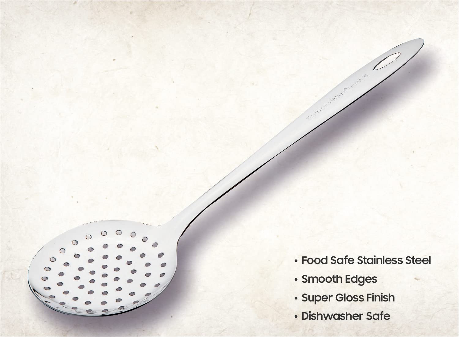 SignoraWare Kitchen Tools Stainless Steel(Food Grade) Heavy Gauge(1.5 MM) Prima Skimmer/Poni/Deep Fry Jhara/Jharni No.6 for Frying and Straining Puris/Nuggets/Rice/Pakodas (Size 33 cm) Set/2 3