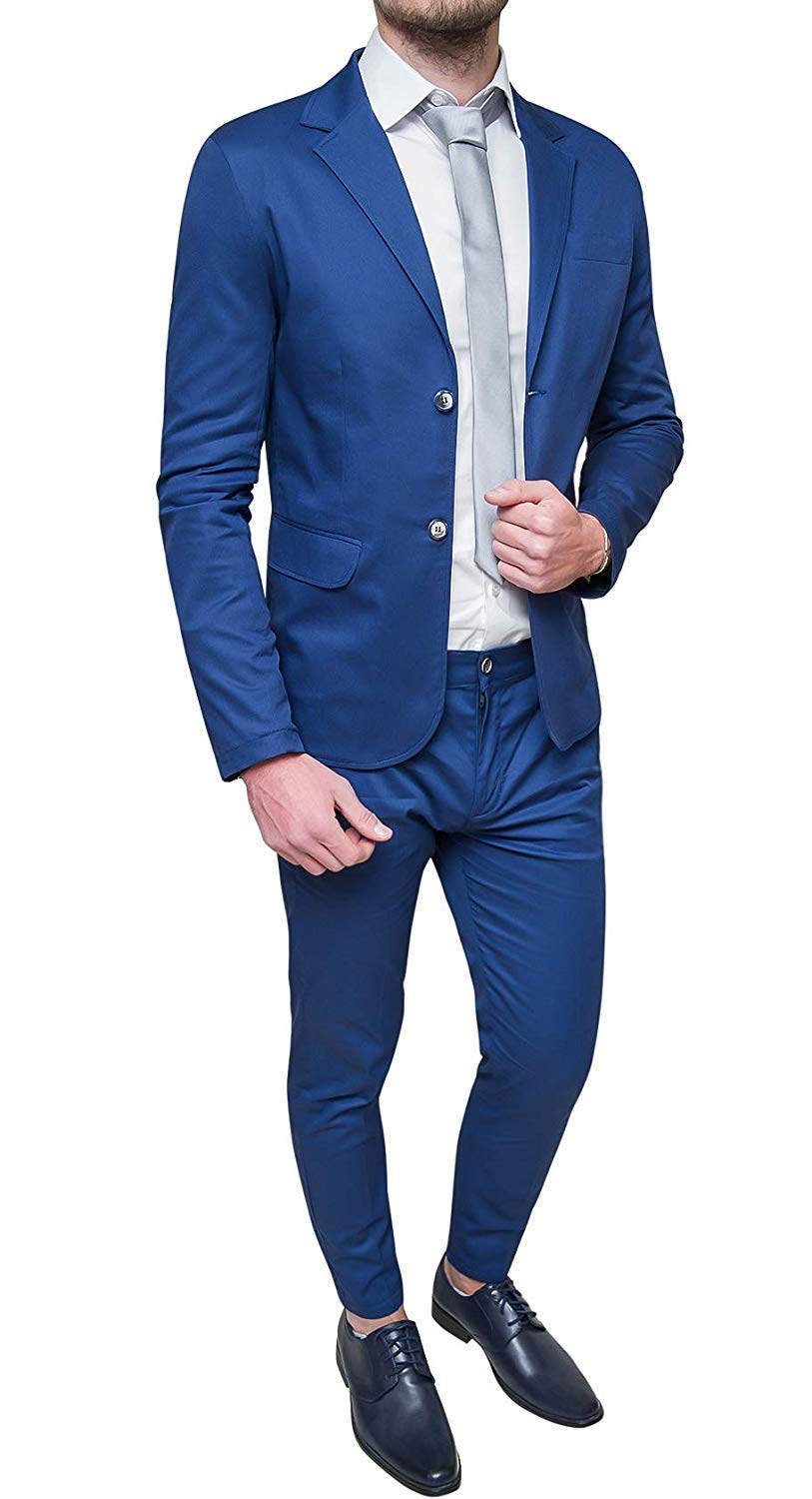 Evoga - Vestido para Hombre de sastrería, Color Azul, 100% Fabricado en Italia