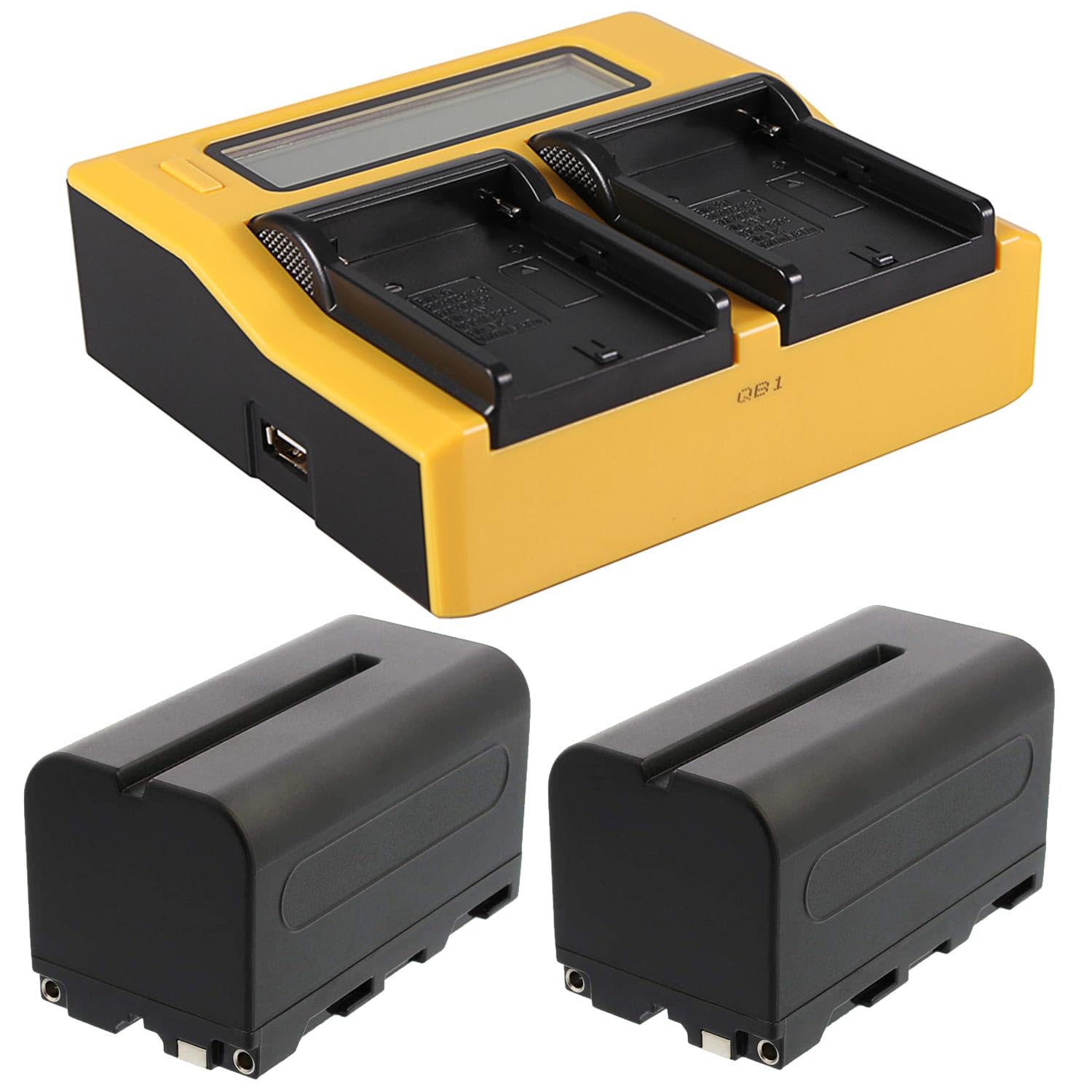 2 x Batería NP-F750 4400 mAh + Cargador Dual para Yongnuo LED YN160, YN300, YN160 II, YN600, YN- 300, YN- 600, YN160S, YN1410, YN140 Cámara Luz Lámpara de vídeo – 4400 mAh Li-Ion