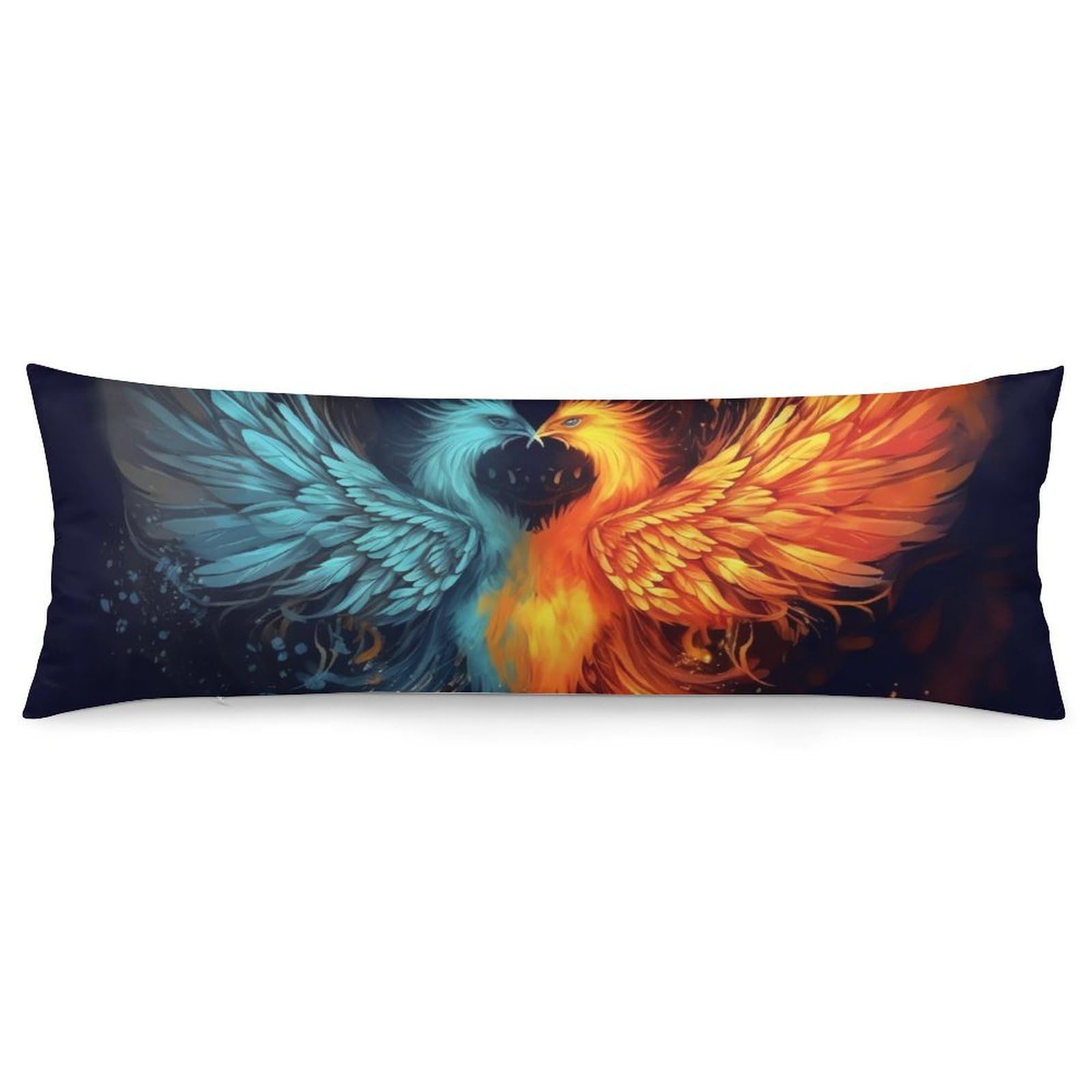 2 Pack Pillow Cases for Hair and Skin, Soft Breathable Pillow Case Covers with Hidden Zipper, Fire and Water Phoenix Pillowcase 20"x54" Pillow Covers for Sleeping Gift