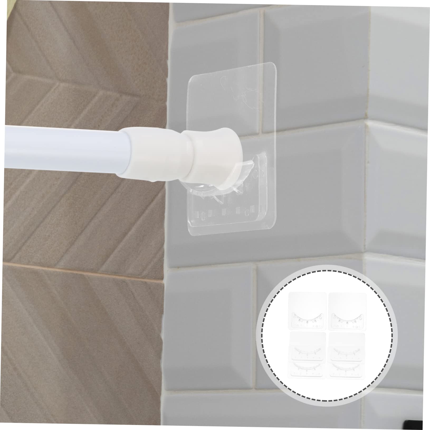 POPETPOP 18paires Support De Rideau De Adhésif Supports Muraux Pour Tringle à Rideaux Fixation Sans Perçage Pour De Bain Et Serviettes Transparent