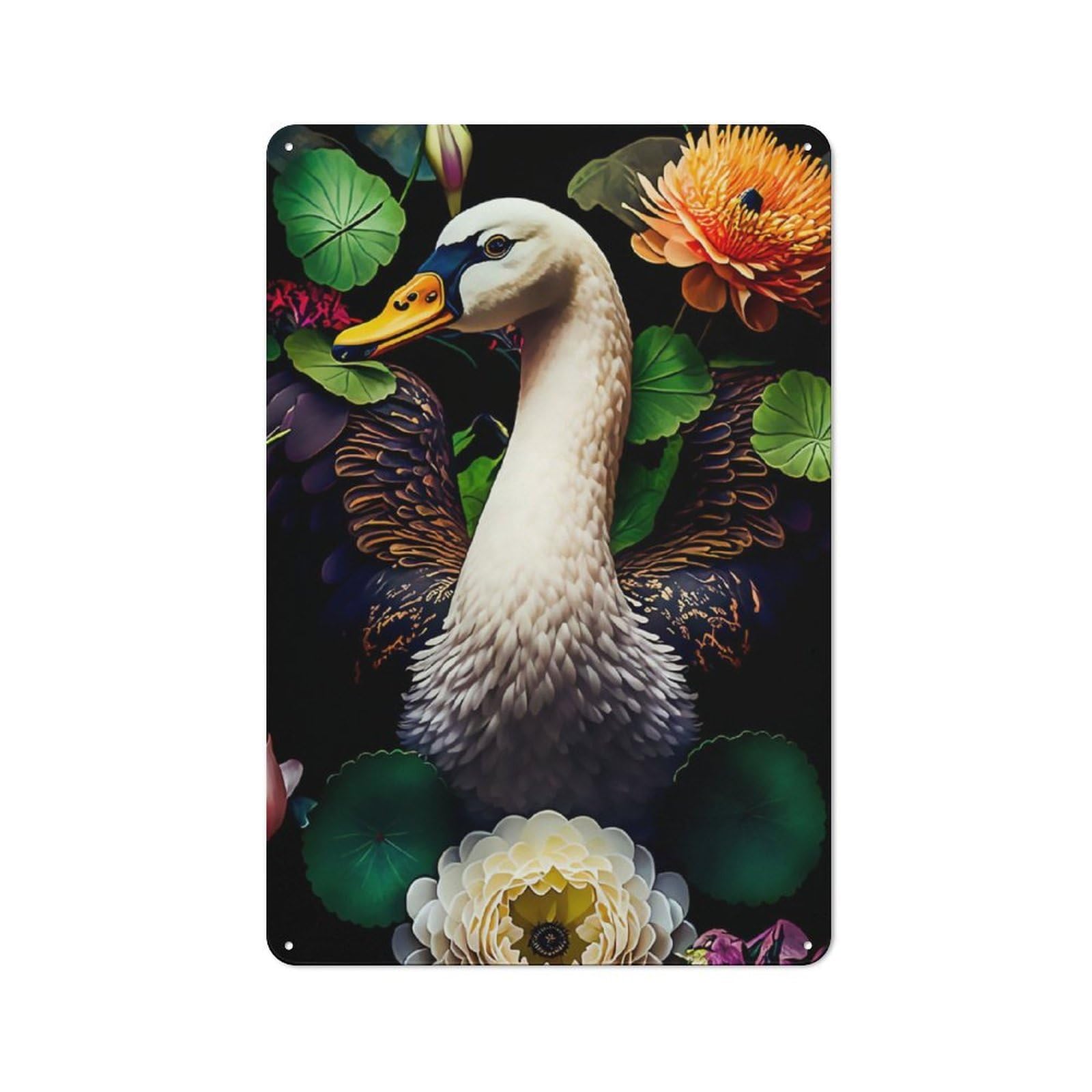 Junmoney Swan Vintage Tin Sign 30X20cm For Lounge Or Reading Corner, For Home Interiors, Feature Walls And Decorative Displays