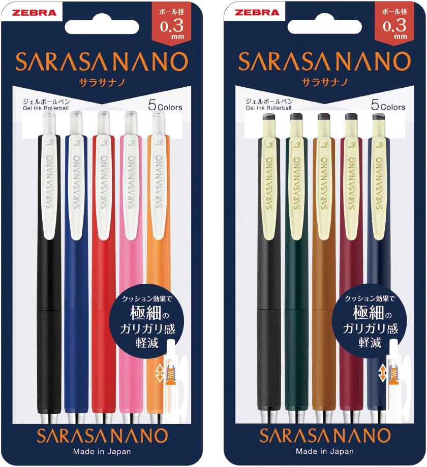 ZEBRA Sarasa Nano Gel-Kugelschreiber – 0,3 Mm Feinlinie In Schwarz, 3er Set – Super Für Präzises Schreiben & Skizzieren