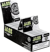 Feuilles à Rouler JASS Classic Regular – Boîte 25 Carnets x120 Feuilles (3000 feuilles) | Format 69 x 36 mm Regular | Papier Fin 13,5 g/m² – Sans Nicotine ni Tabac
