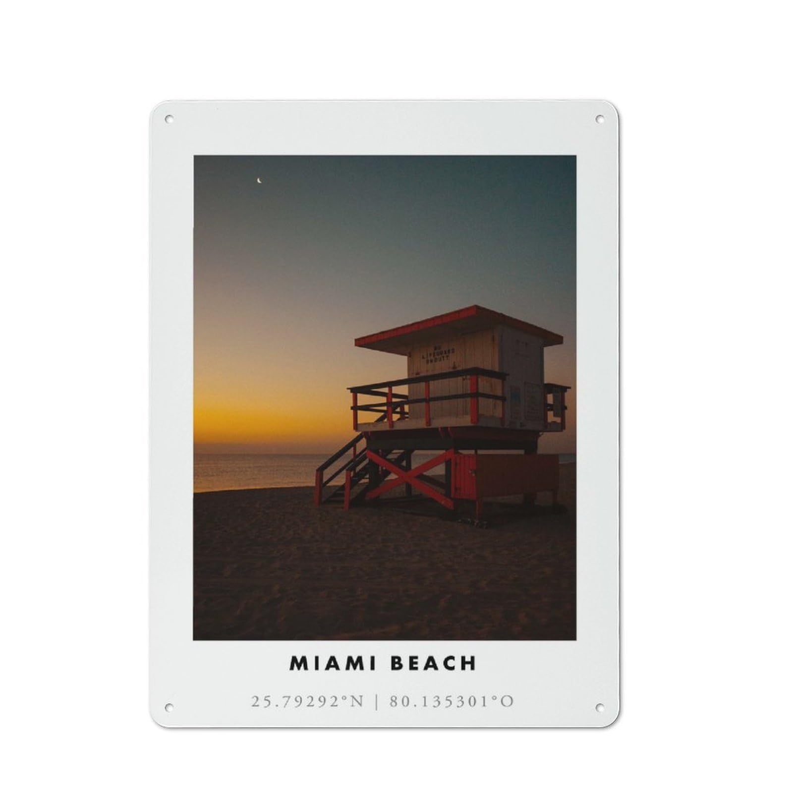 Junmoney Style-20 Classic Miami Beach Lifeguard Stand Metal Wall Plaque 40X30cm, Nostalgic Wall Art For Living Room, Hallway, Kitchen Or Cafe