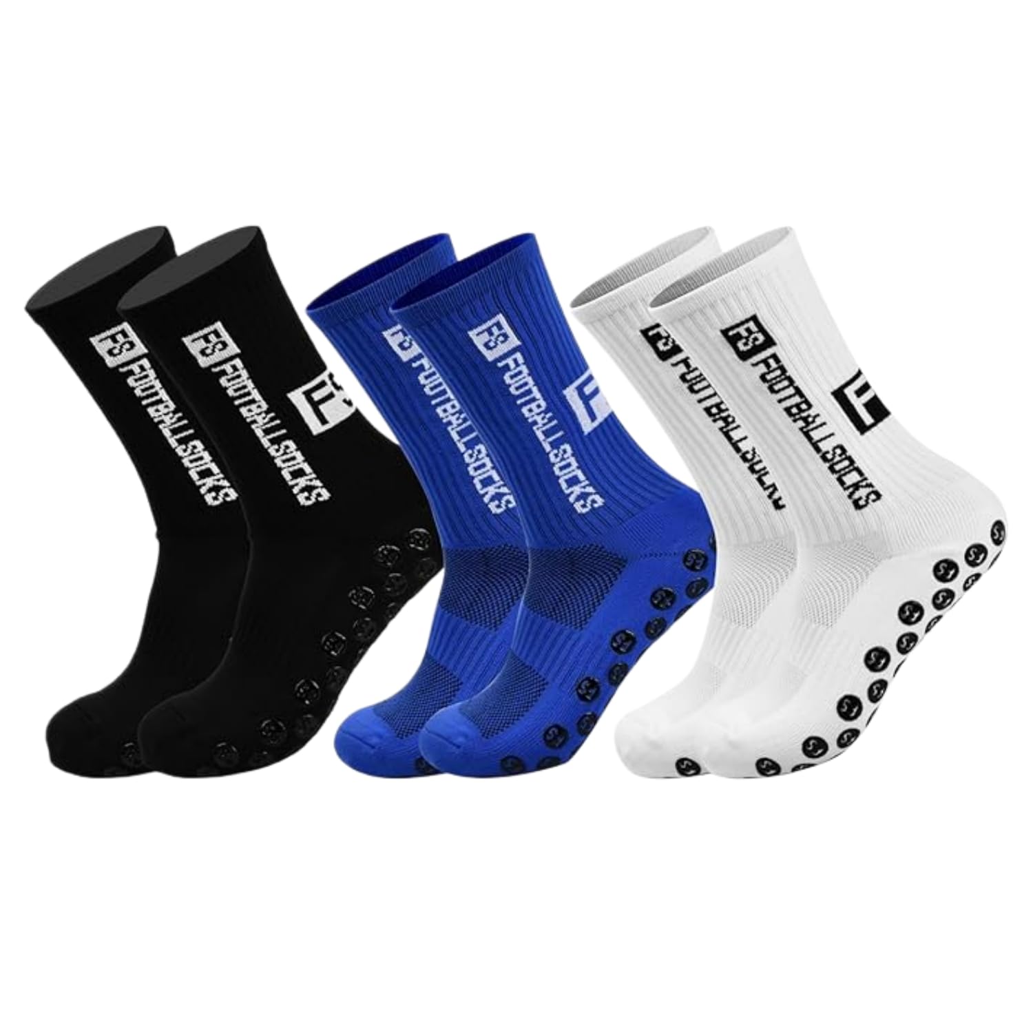 Alfven 3 Paires Chaussette Antidérapante Foot, EU 39-46 Chaussettes Antidérapantes Homme Respirantes Chaussette Foot Évacue la Transpiration pour Sport et Quotidien