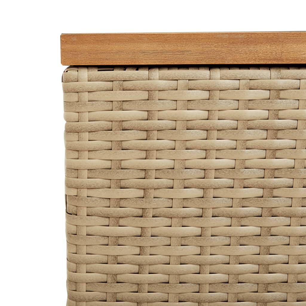 Homgoday Baúl de jardín con tapa, caja de cojín para jardín, caja de cojines, caja de almacenamiento, caja de almacenamiento, cofre de jardín, color beige, 220 x 50 x 54 cm, polirratán, madera de