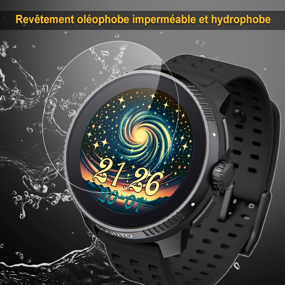 Vitre Protection pour SUUNTO Race, 4 Pièces écran verre trempé [Dureté 9H][HD Claire][Sans Bulless][Anti Rayures] vitre