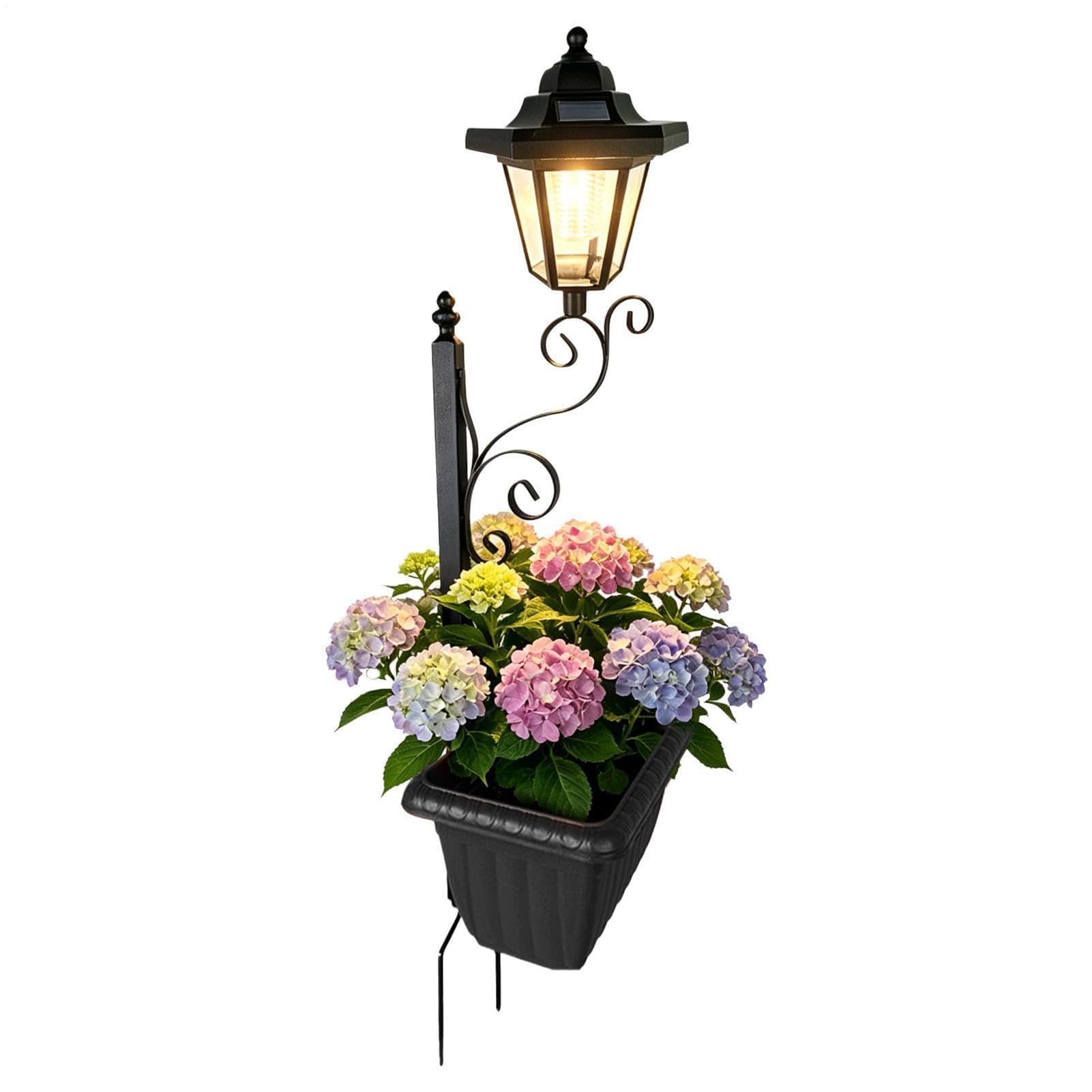 SMCCYYSD Solar Light Planter Box | 2-in-1 Wall Mount Waterproof Decorative Lamp Floor with for Patio Porch Pathway Lawn Garden Outside Ground
