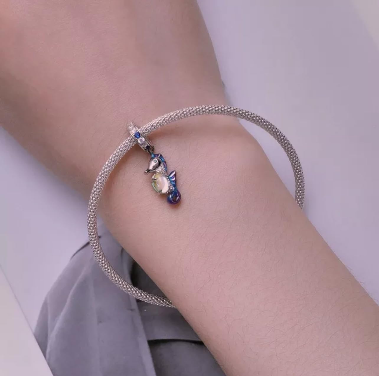 Abalorio Colgante de Caballo de mar, Animal de Vida Marina, Plata de Ley 925 auténtica, Compatible con Pulsera Pandora