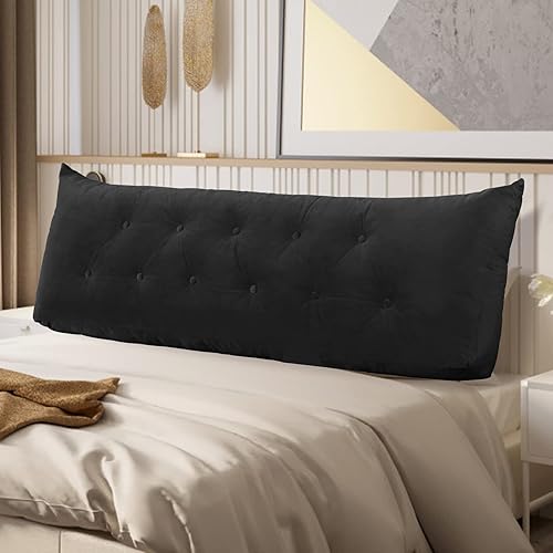 CECER Almohada de cabecera triangular grande con bolsillos laterales almohada de lectura con refuerzo de terciopelo almohada de respaldo de cama con