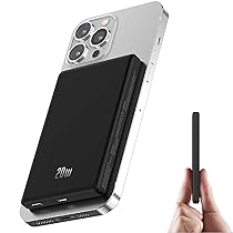 Ultra Slim Power Bank per MagSafe, Wireless PowerBank Magnetico 5000mAh, 20W Ricarica Rapida Caricatore Portatile per iPhone 16, 15, 14, 13, 12, Pro, Plus, Max Series, Batteria Portatile