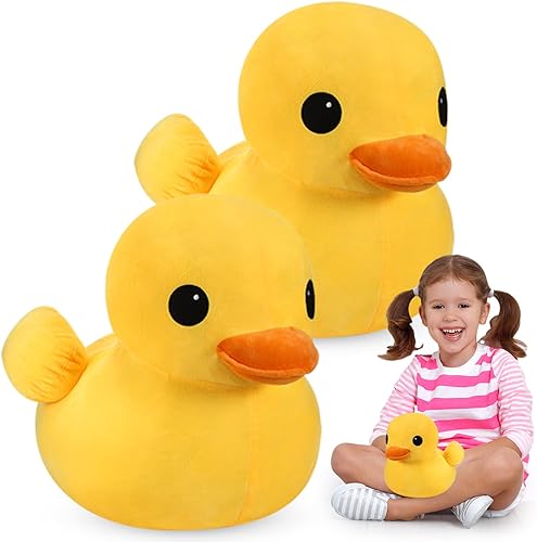 2 piezas de pato amarillo gigante de peluche suave, almohada de peluche de pato, muñecas de animales, juguete de pato abrazable, juguete para niños