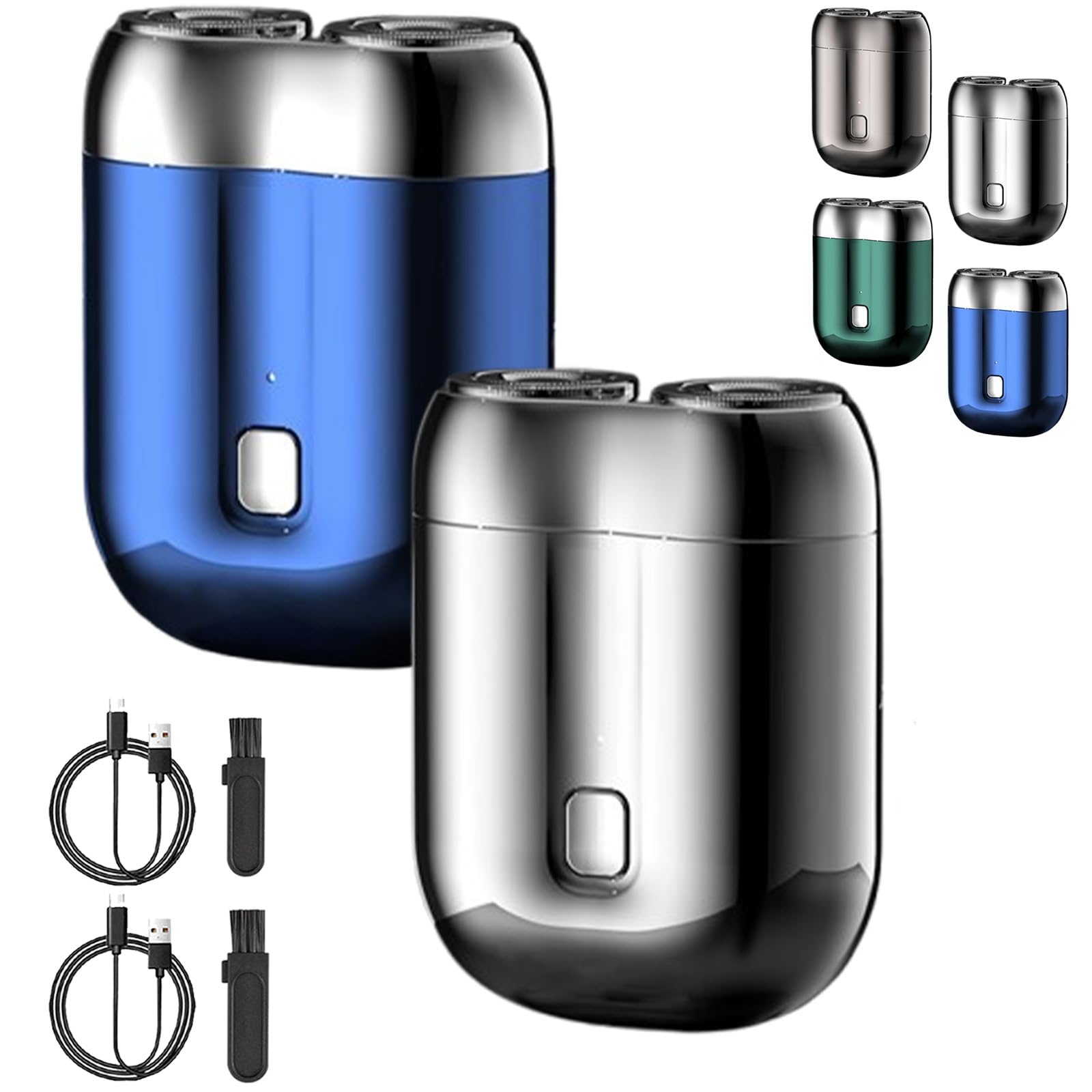 Pocket Shaver USB Mini Shavers for Men, 2025 New Upgrade Pocket Shaver USB Mini Shavers for Men, New Model Portable Rechargeable Dual-Head Wet and Dry Electric Razor (Blue+Silver)