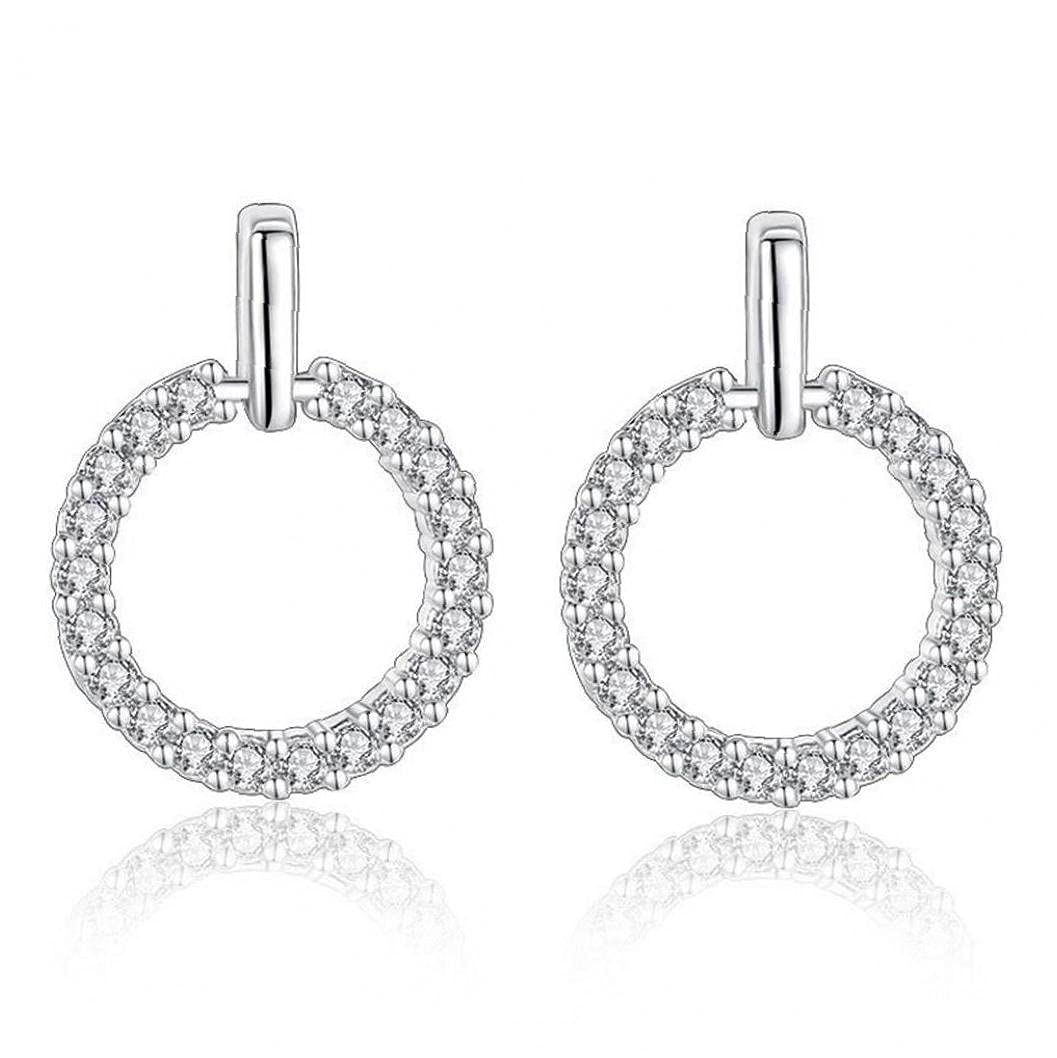 Onsinic Women's E04-A Circle Minimalist Halo S925 Sterling Silver Huggie Stud Earrings For Girls Round Hollow Open Statement Geometric Cubic Zirconia Post Hypoallergenic Pierced Jewelry Gifts For Birthday