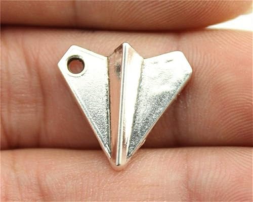 Miniatura 5 de NEWME 30pcs papel avión encantos colgante para bricolaje joyería al por mayor artesanía pulsera collar fabricación (plata antigua)