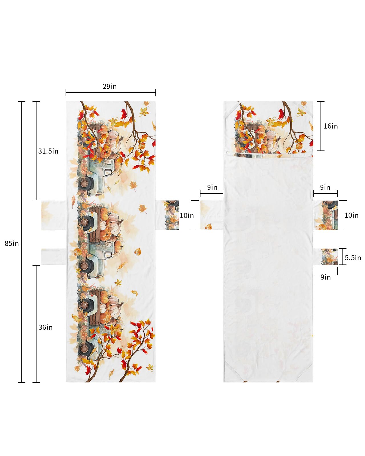 Thanksgiving, Beach Lounge Chair Towel Cover, Soft Chaise Lounge Towel with Side Pockets Patio Pool Chairs Cover for Beach/Pool Sunbathing 29x85 Farmhouse Truck Harvest Fall Pumpkins Leaves