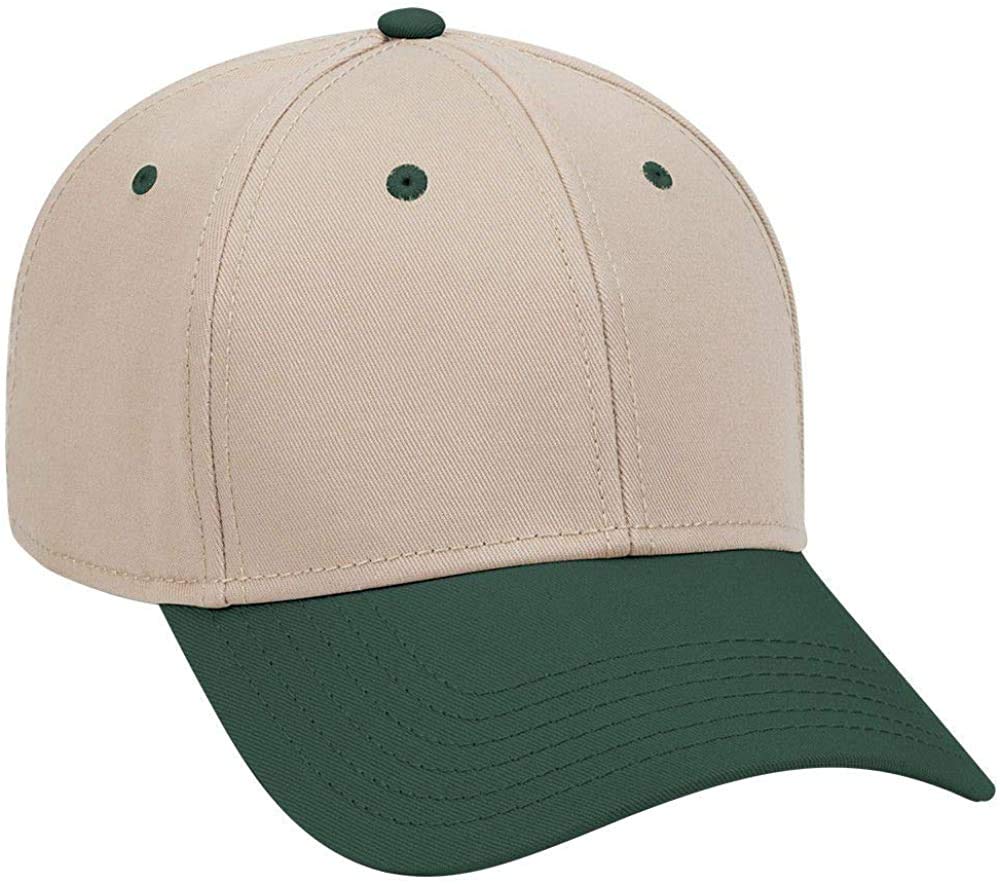 Ashen Fane 6 Panel Structured Low Profile Superior Cotton Twill Basic Baseball Hat, Dk.Grn/KHA/KHA