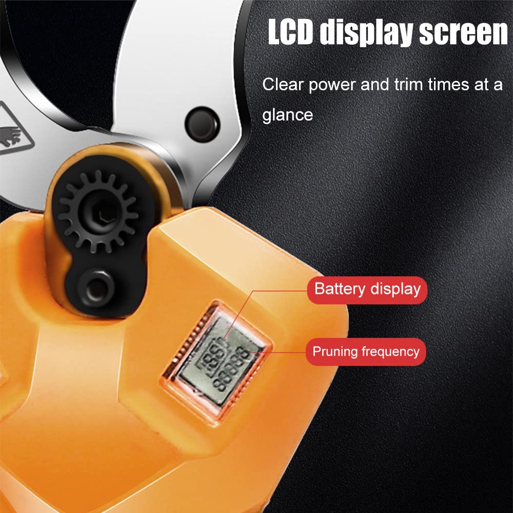 Tijeras De Podar Electricas,Tijera Eléctrica inalámbricas,tijeras de podar,con Pantalla LED, Baterías Recargables Tijeras para cortar Ramas de árboles frutales, 40mm,3battery-3blade