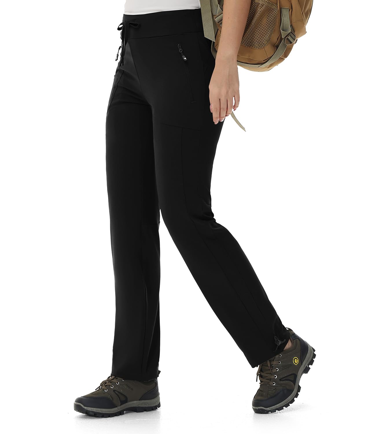 BASUDAM Women's Athletic Pants Quick Dry Lightweight Zipper Pockets Adjustable Ankle Outdoor Sports Hiking Running Jogging