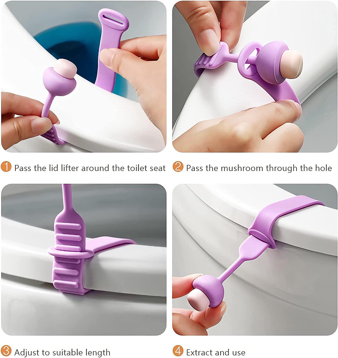 2Pcs Toilet Seat Lifter For Bathroom Accessories | Silicone Toilet Seat Cover Lifter | Reusable and Washable Toilet Seat Lifter Avoid Direct Contact with Cover & Seat (Multicolor) 4