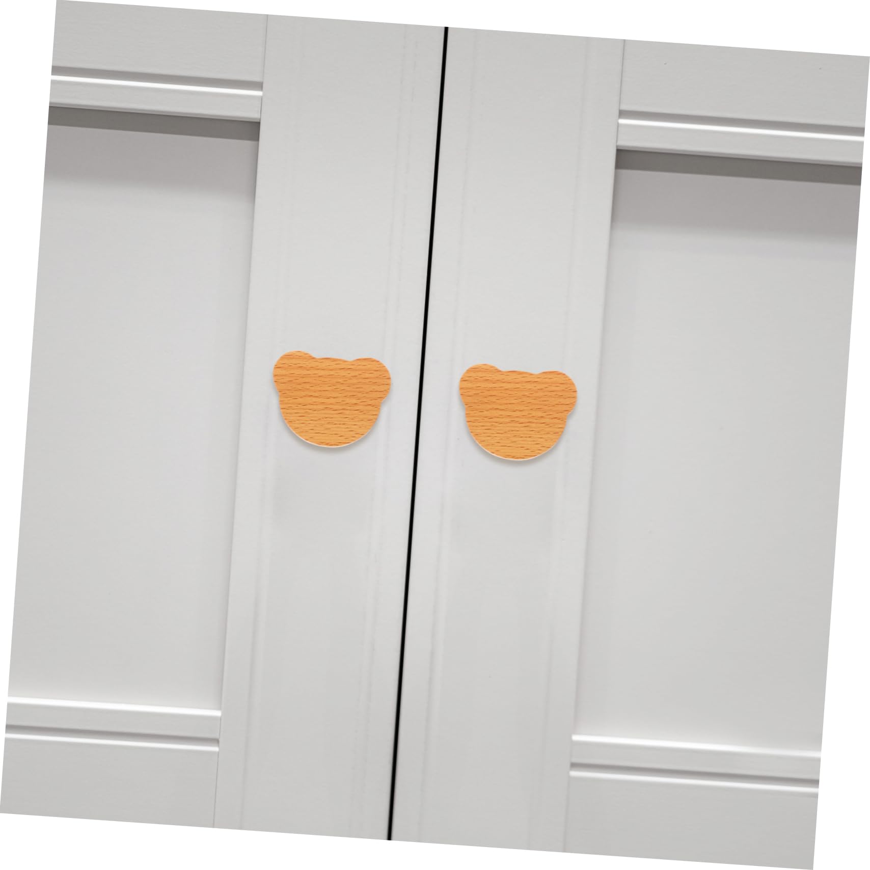 NULYLU Sturdy Wooden Cabinet Knobs Handmade Bear Head Pulls Easy Install for Furniture