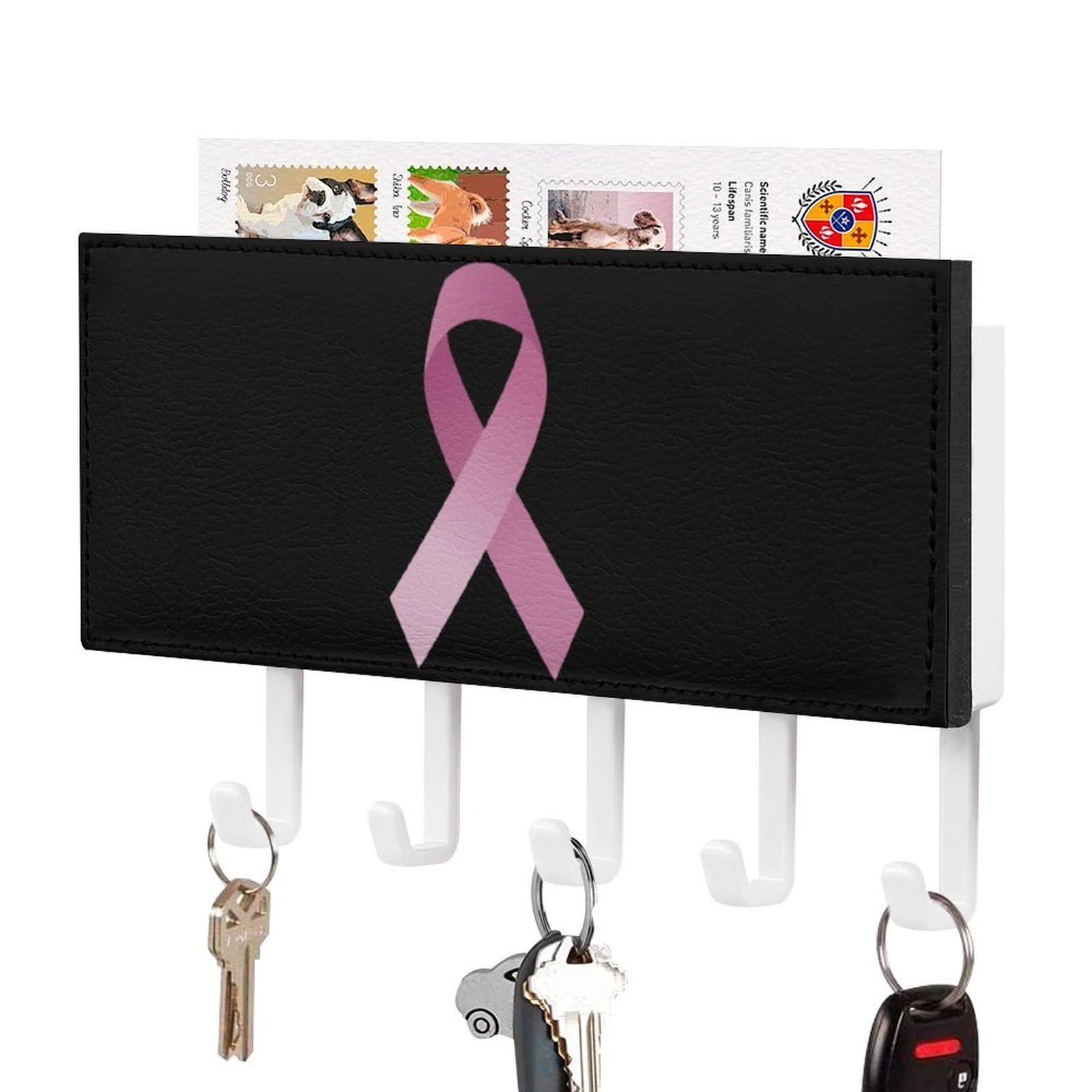 NCLQVJXZKHW Awareness Ribbon Key Holder with 5 Hooks Key Hooks Wall Mounted Key Racks Key Hanger Organiser Shelf