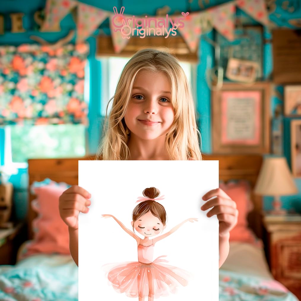 Originalys Ballerine, 3 posters in formato A4, per cameretta dei bambina, poster di ballerine dai toni rosa, poster decorativi per bambina. in formato DIN A4 (cornice non inclusa)