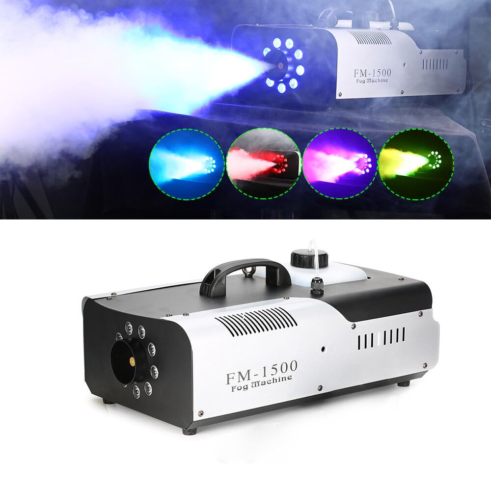 Nebelmaschine,3in1 RGB LED Nebelmaschine Kabellose FernbedienungFog Machine Nebler 1500W für Zuhause, Party, Hochzeit, DJ Show, Bar, Club, Bühnenauftritte, Weihnachten, Halloween