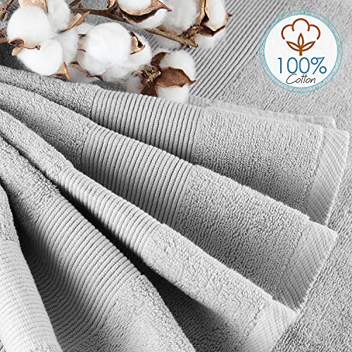 Image of Hearth & Harbor Bath Towels for Bathroom - 100% Ring Spun Cotton Luxury Bathroom Towels - Ultra Soft & Highly Absorbent, Bath Towels Set of 6 - Silver Gray
