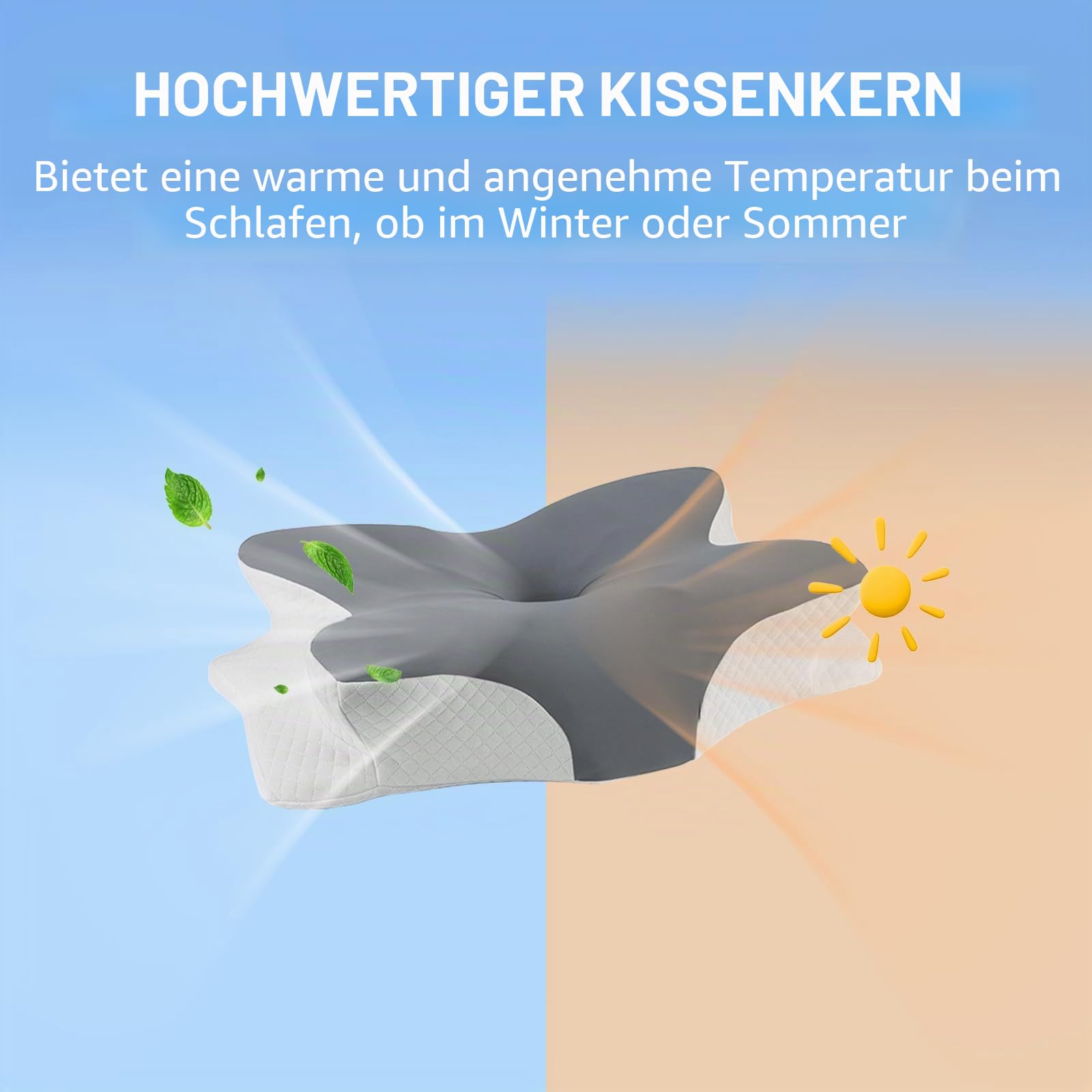 Anluoamfuy Nackenkissen Kopfkissen, 2 in 1 Ergonomisch Seitenschläferkissen für Seiten, Rücken & Bauchschläfer, Memory Foam Kissen, Abnehmbare Kissenhülle, Nackenschmerzen, Bezug für Erholsamen Schlaf