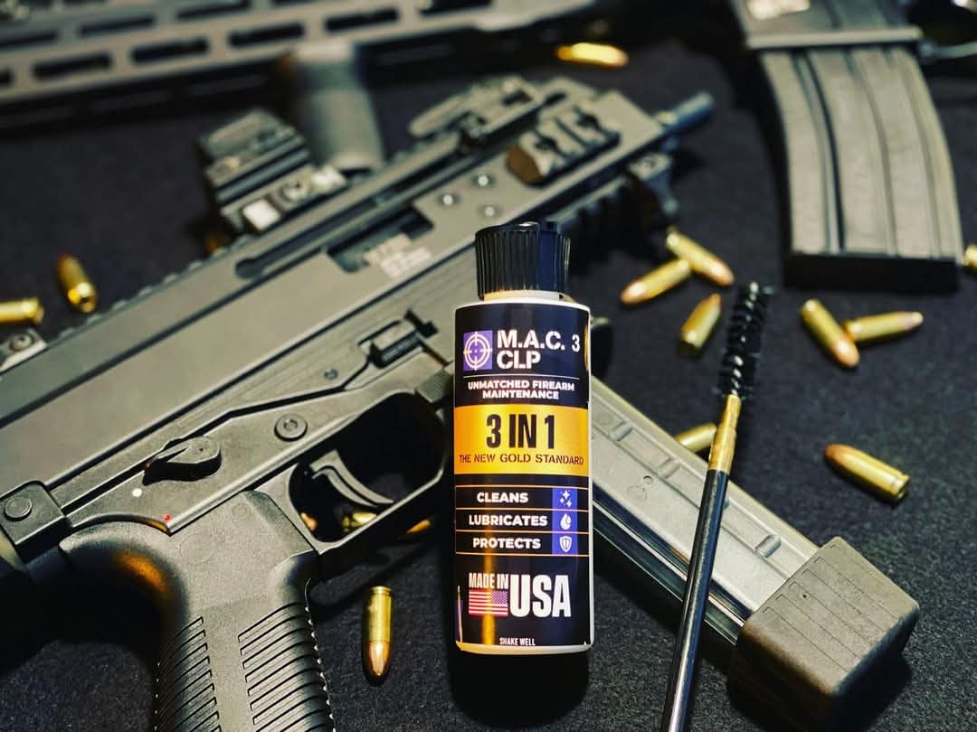 MAC3 Firearm CLP – All-in-One Gun Cleaner, Lubricant & Rust Protectant – Military-Tested Synthetic Oil for Tactical & Hunting Weapons – 4 oz (3) Total of 12OZ