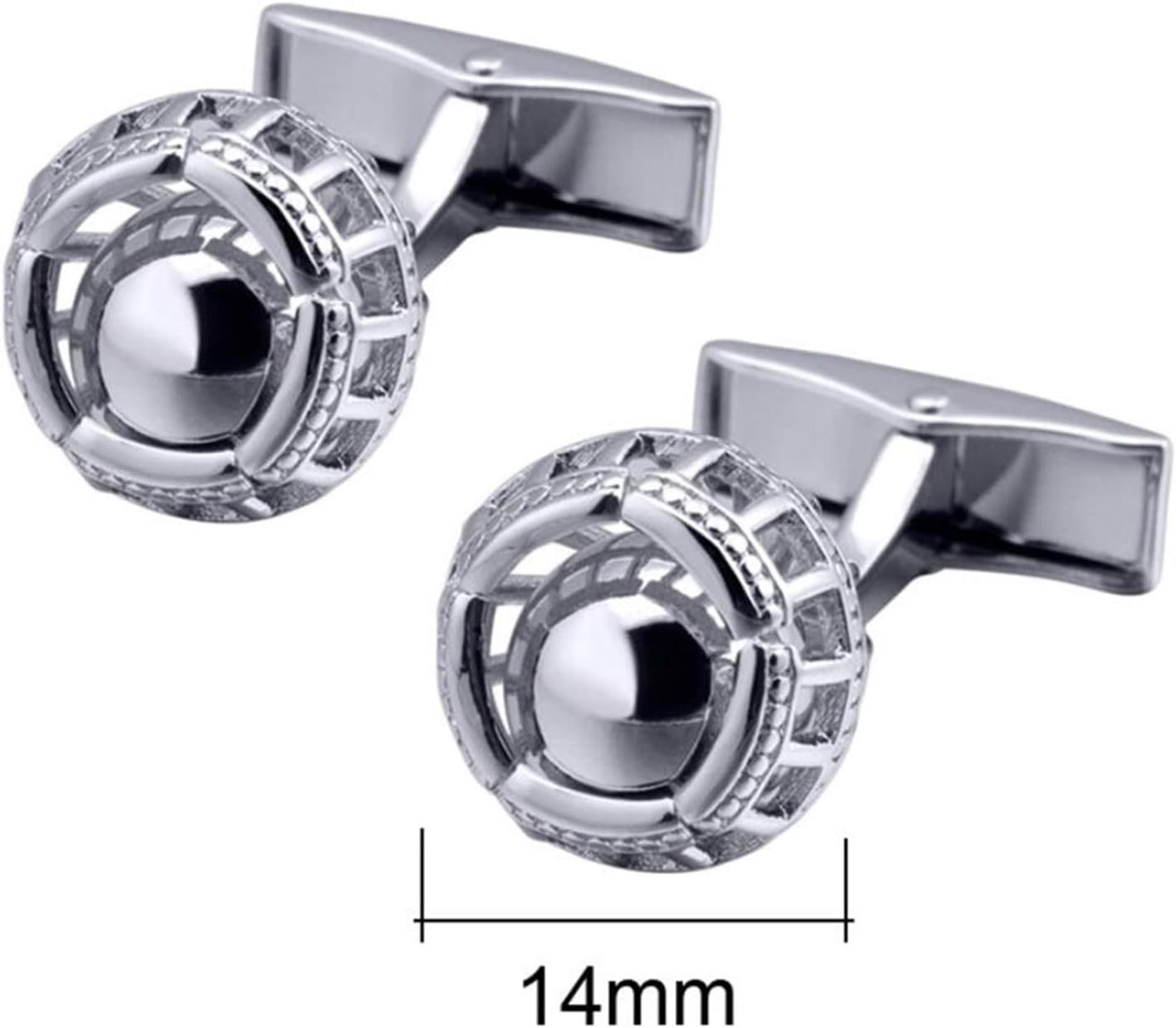 Kreative runde Manschettenknöpfe, Hohle Manschettenknöpfe aus Metall, Exquisite Kleidungsdekoration, Geschenke (Farbe: Schwarz) (Schwarz) (Silber)