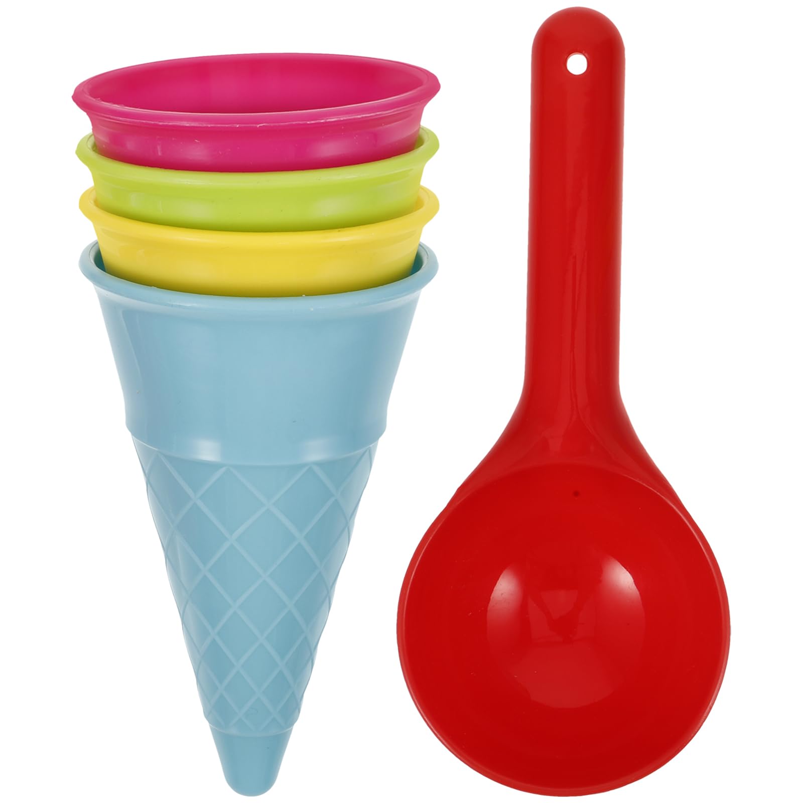 Totority Kids Beach Toys Set 5pcs Colorful Ice Cream Cones and Scoop for Toddlers, Outdoor Sand Play Accessories, Perfect for Beach and Sandbox Fun