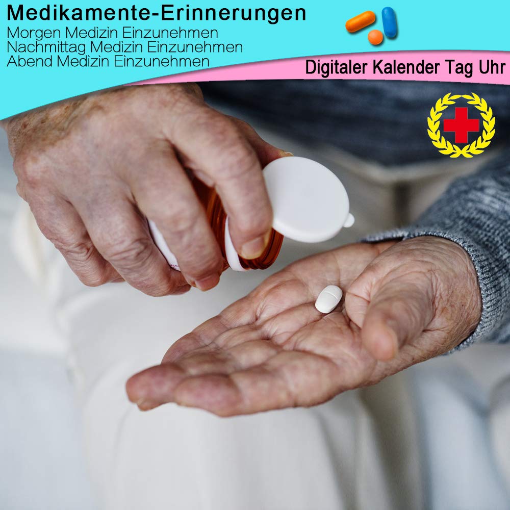 SENXINGYAN 8 Digitale Wekker, Digitale Kalenderdagklok voor Dementie, Slechtzienden Lezen, Kinderen, Senioren, Slechtzienden en Alzheimerpatiënten