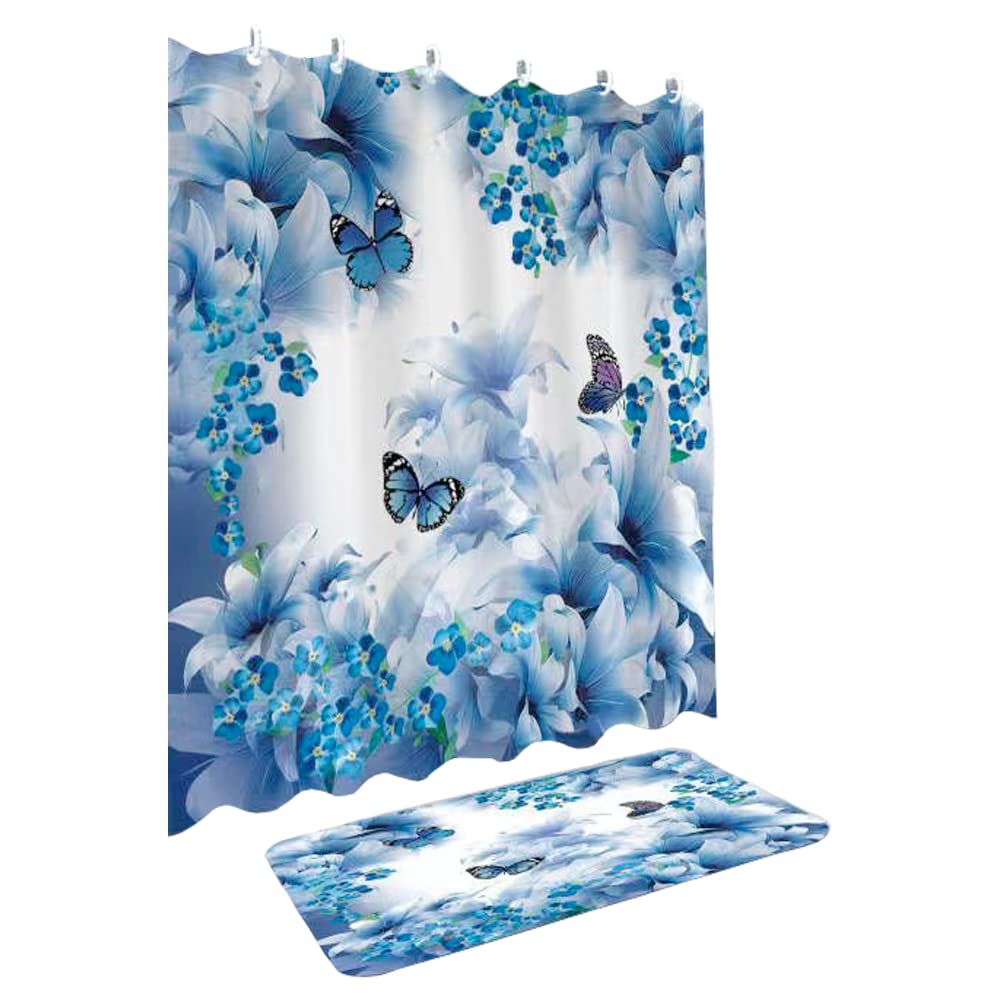 Easylife  Mould Free Shower Curtain + Free BathmatButterfly from B&Q