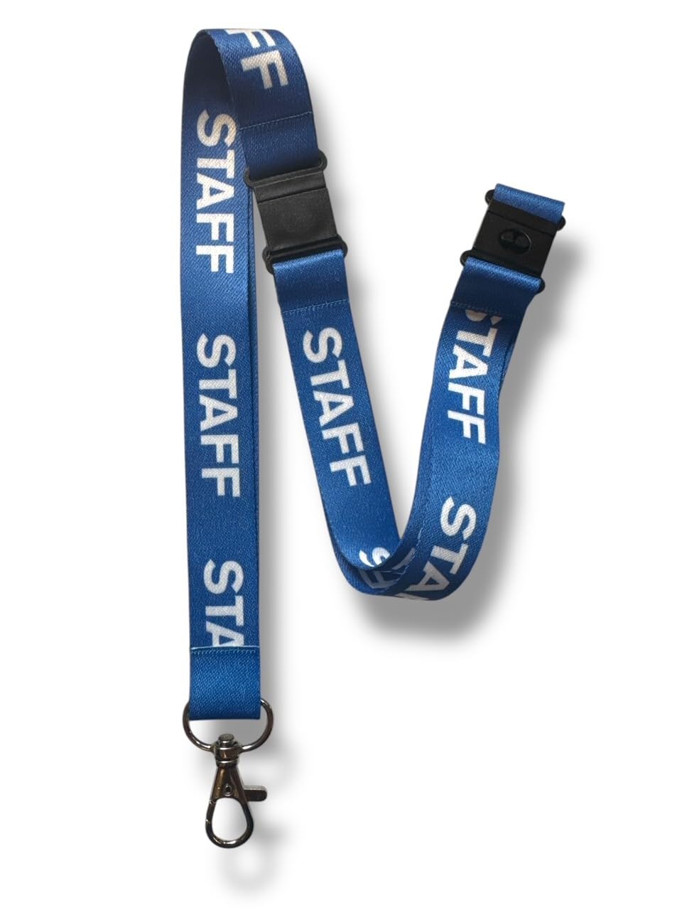 PAC Supplies Global Eco Friendly RPET Staff Printed Lanyard with 3-Point Safety Breakaway (10, Blue)