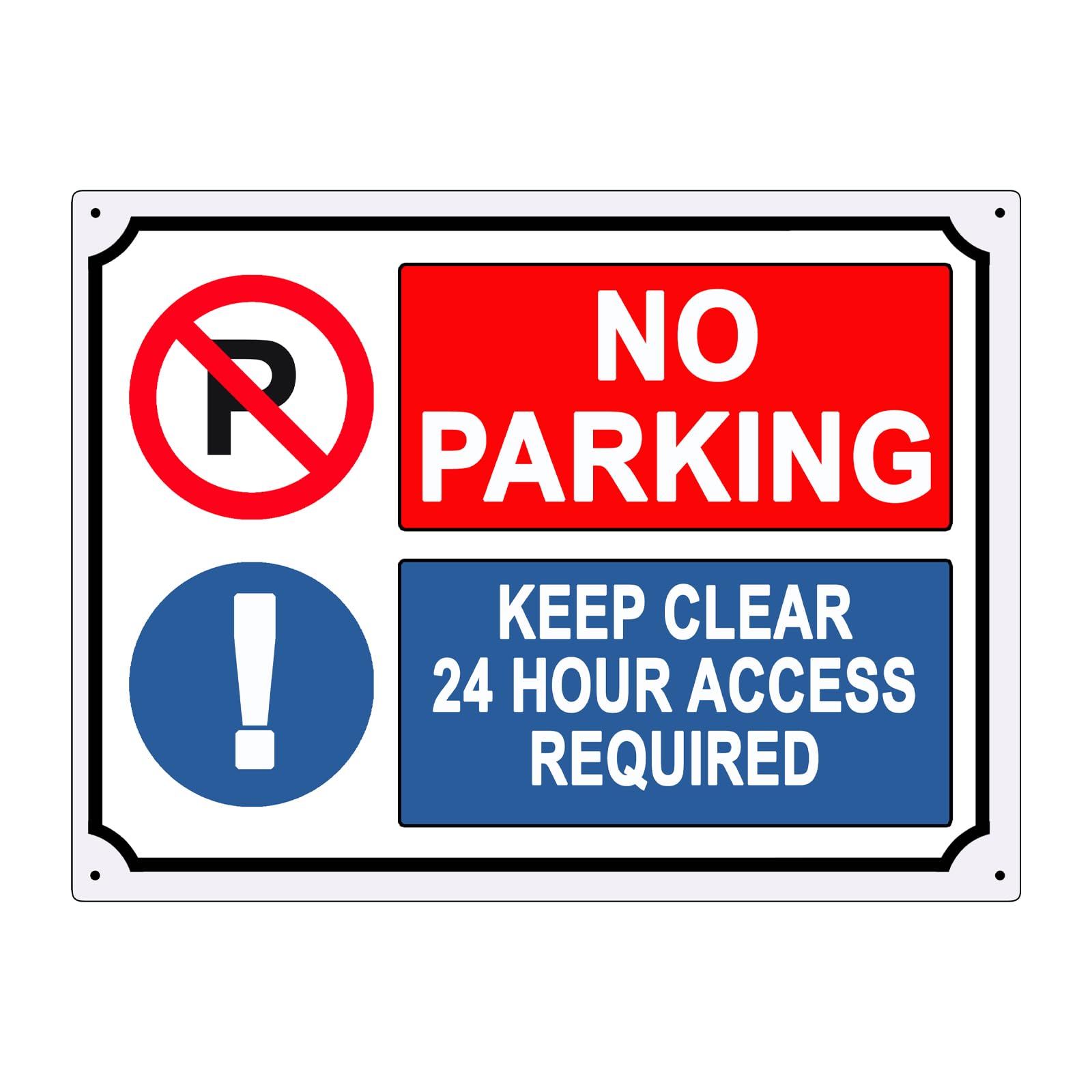 No Parking Keep Clear 24 Hour Access Required, Sign. Tough, Durable and Rust Proof Weatherproof Tin Metal Sign/Plaque (10” x 8”)