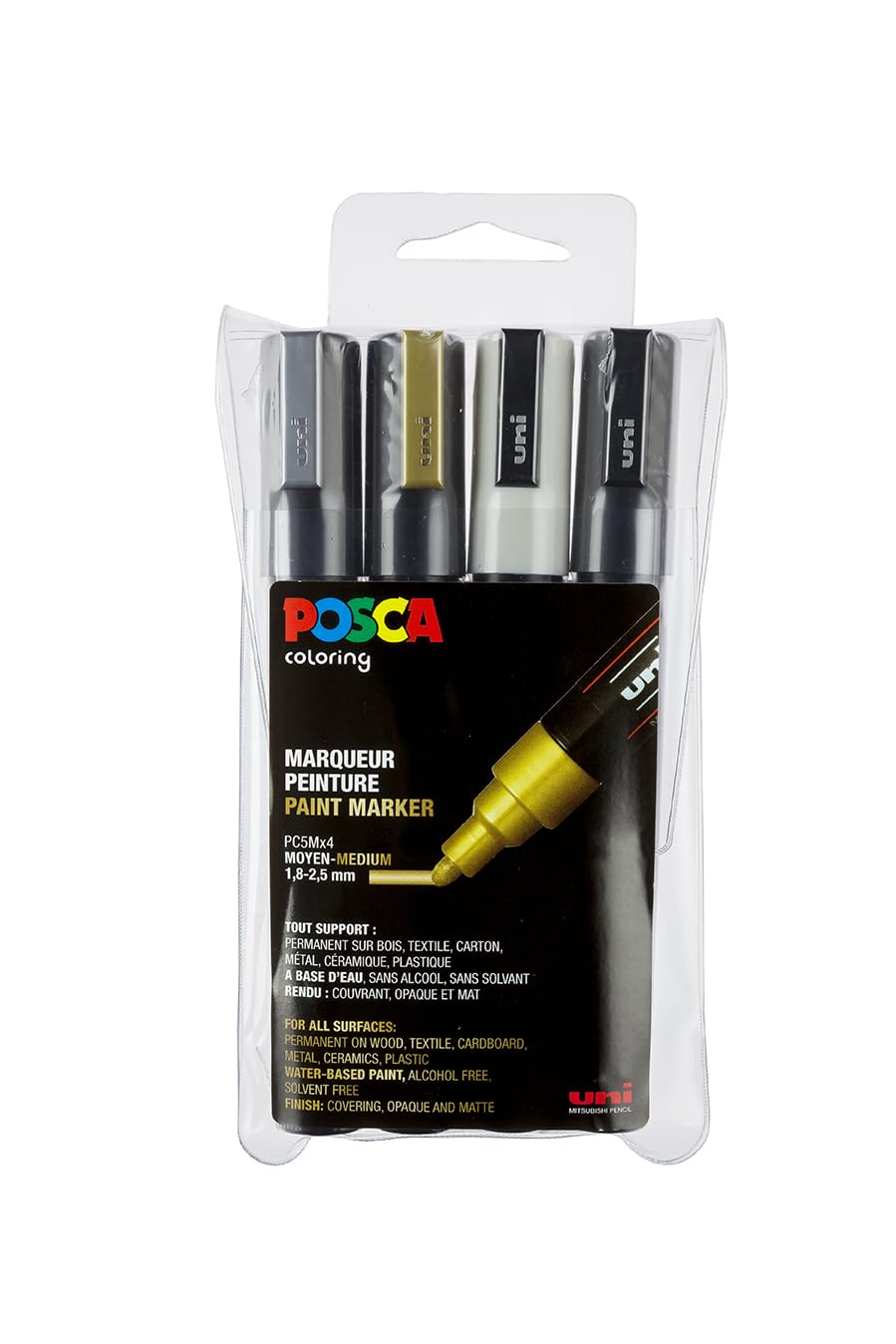 posca PC5M - Rotuladores metálicos (2,5 mm, 4 unidades)